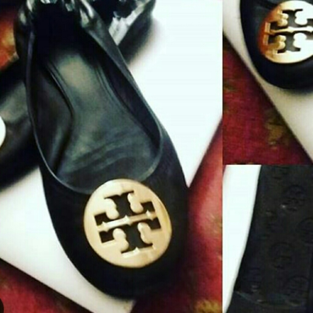 Tory Burch Black Benton Ballet Leather Flats